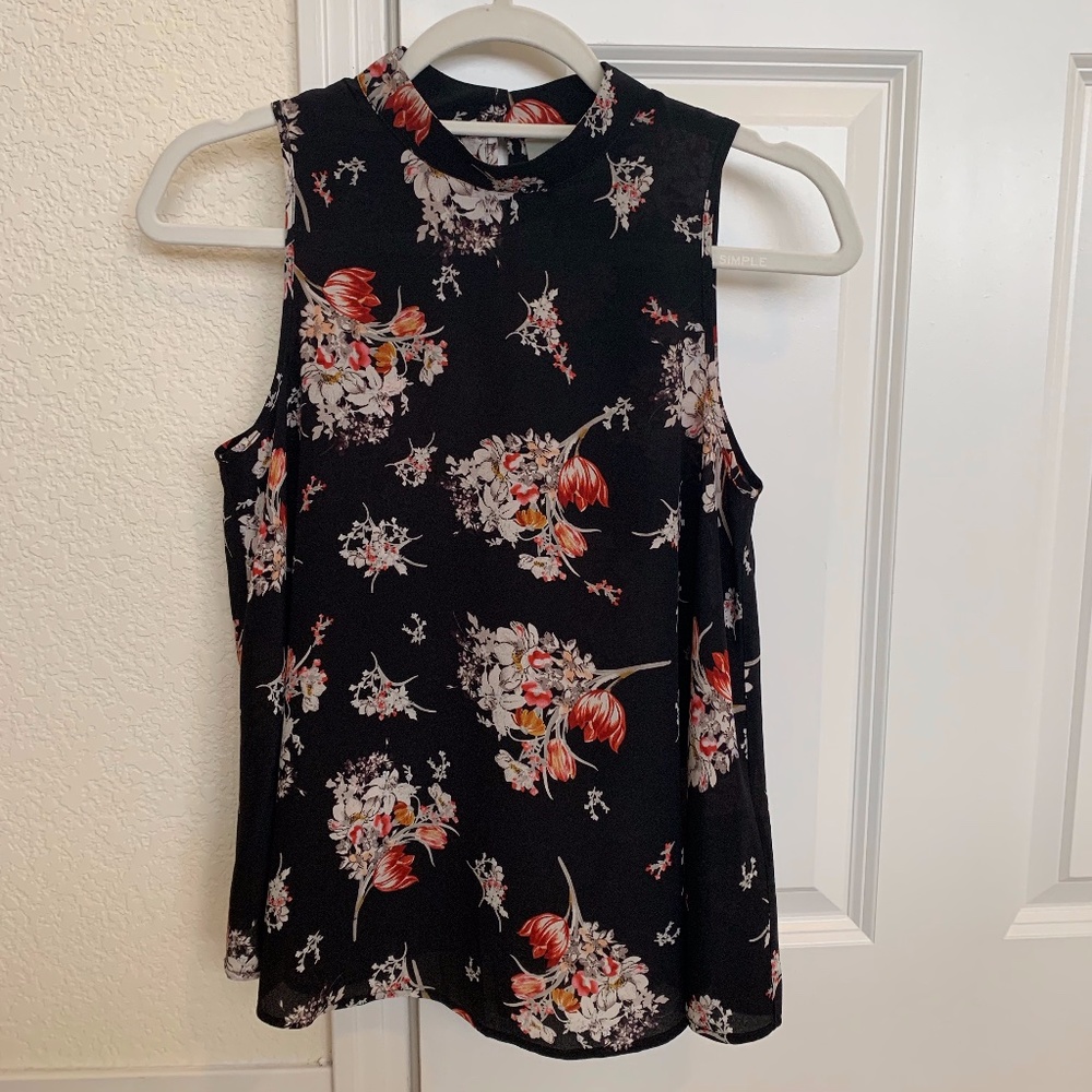 Maeve Black, Floral, 100% silk Sleeveless Top, XS